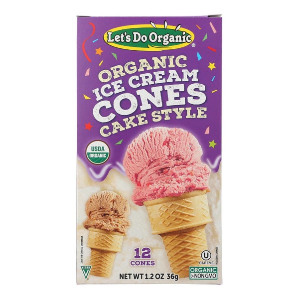 12-PACK OF Cone Plain Organic Let's Do Organic 1.2 oz