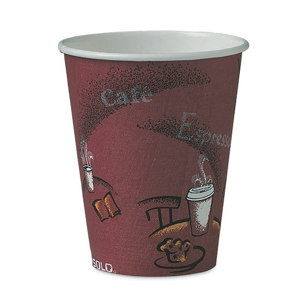 1000-PACK OF Cup Paper SOLO 378SI-0041 Maroon 8 oz. Paper Bistro Design Hot Drink Cups - 1000 Count for Coffee, Tea, and Hot Beverages