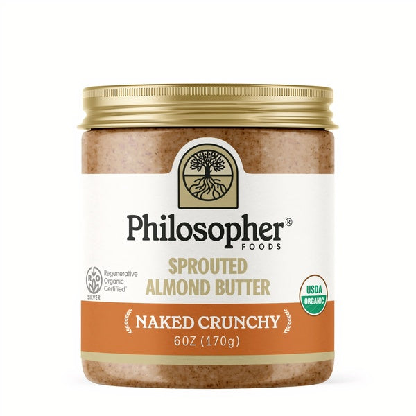6-PACK OF Almond Butter Sprouted Naked Crunchy Alchemy 6oz, Philosopher Foods