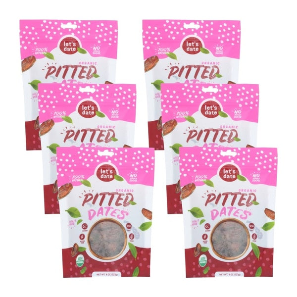 6-PACK OF Date Pitted Organic Lets Date 8 oz