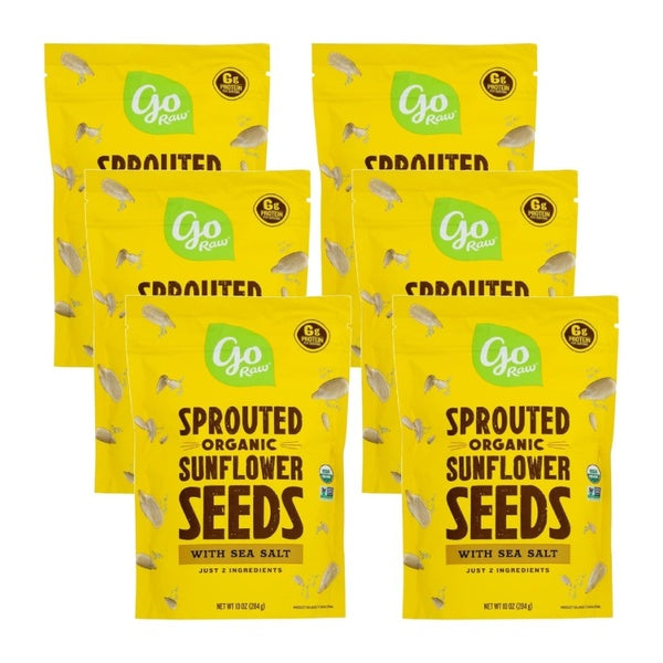 6-PACK OF Sunflower Seed Sprouted Sea Salt Go Raw 10 oz