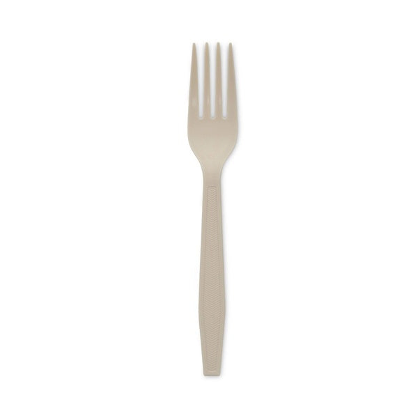 1000-PACK OF Pactiv Corp. EarthChoice Heavyweight Plastic Forks - Tan, 1000 Count, Eco-Friendly Cutlery for Hearty Meals