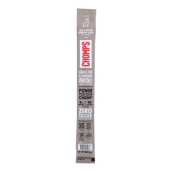 24-PACK OF Meat Stick Venison Pepper Salt Chomps 1.15 oz