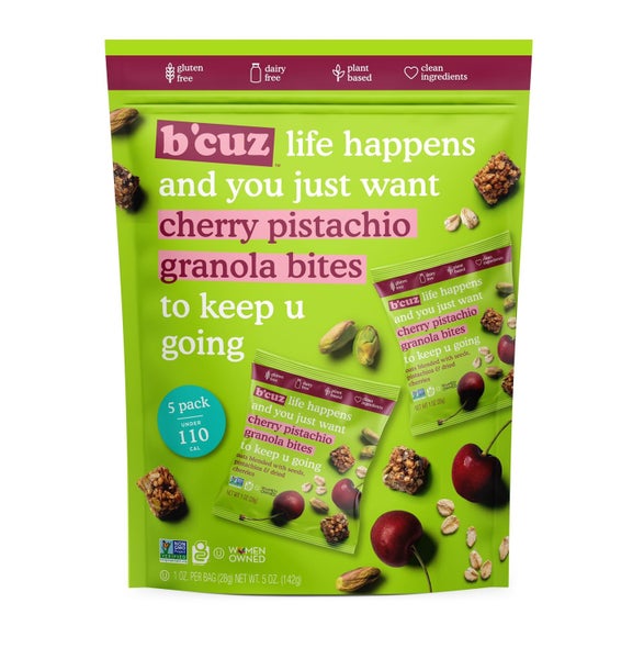 6-PACK OF Granola Bites Cherry Pistachio 5 Pack, B'cuz Snacks