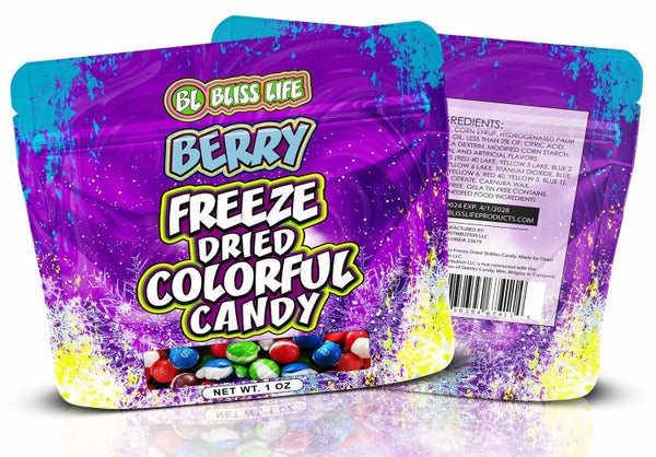 100-PACK OF Candy Freeze Dried Colorful Berry, Bliss Life Products