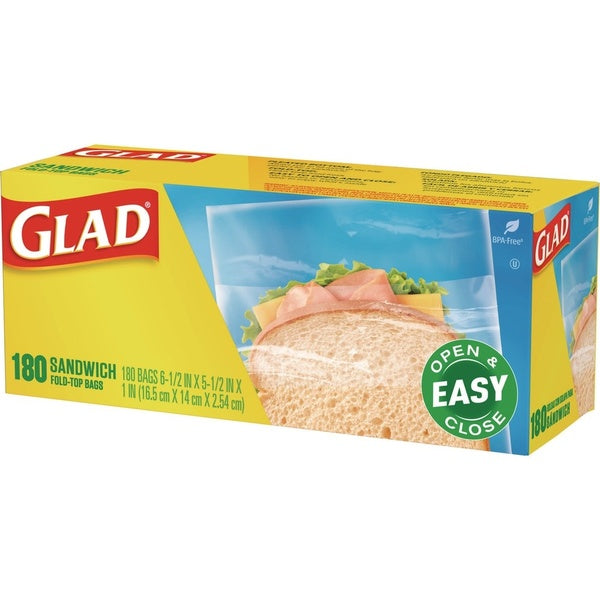 2160-PACK OF Bag Sandwich Glad 60771 Clear Fold-Top Sandwich Bags - 6.5 x 5.5 Inches, 2160 Count - Perfect for Food Storage and Travel