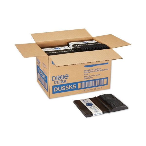 960-PACK OF Dixie Ultra SmartStock Mediumweight Polystyrene Knives - Tri-Tower Dispensing System Cutlery in Black (960 Count)