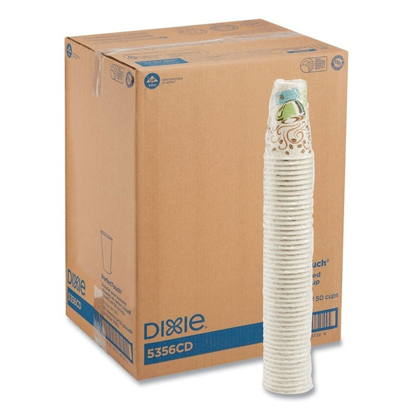 1000-PACK OF Cup Paper Dixie 5356CD PerfecTouch 16 oz Insulated Paper Coffee Cups with Haze Design - 20 Packs per Carton