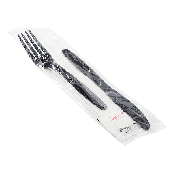 250-PACK OF Kit Cutlery Karat 250 sets PS Heavy-Weight Cutlery Kits (Knife, Fork, 1-ply Napkin, Salt, Pepper)
