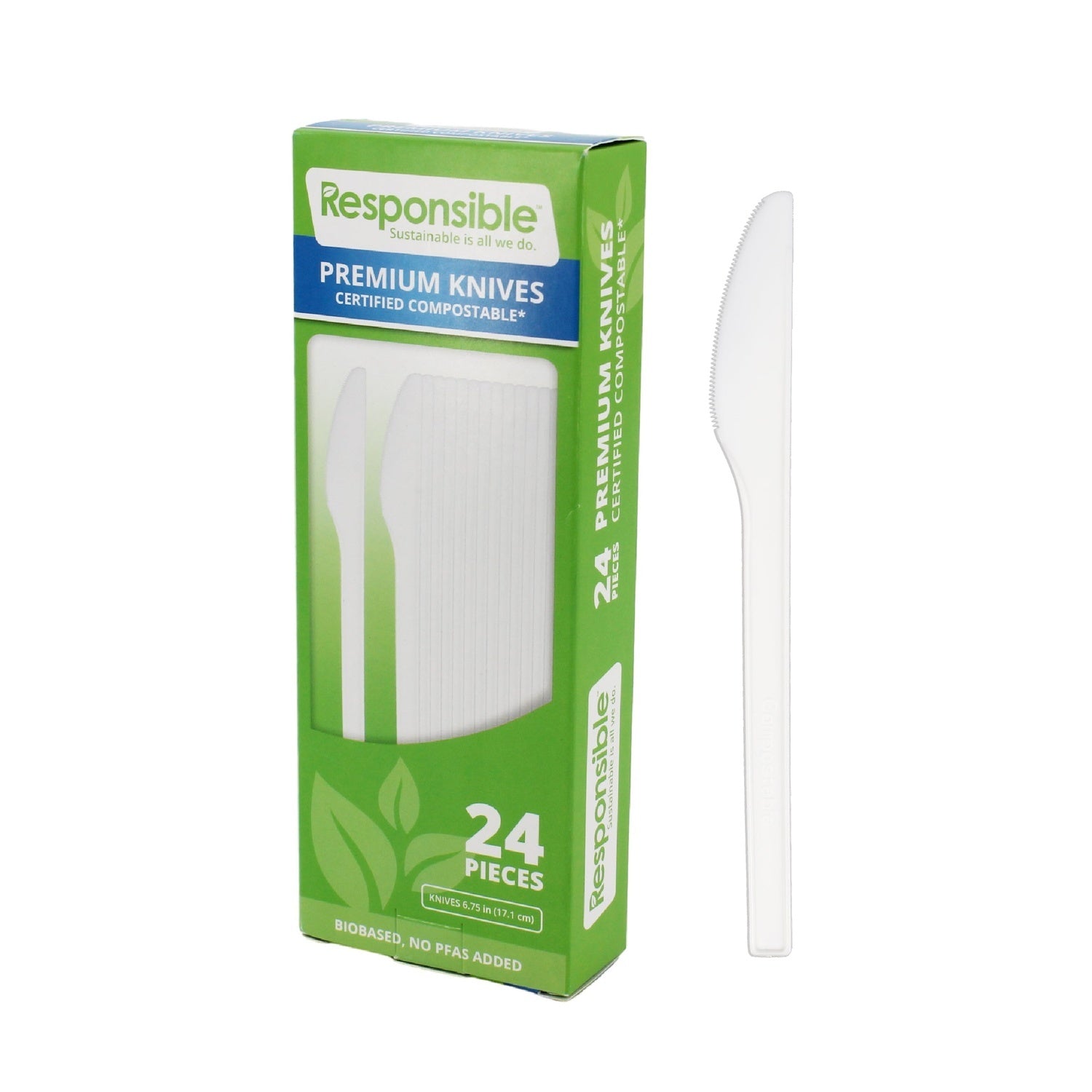 1152-PACK OF KNIFE BIODEG COMPOSTABLE 6.75 INCH 24CT DISPOSABLE
