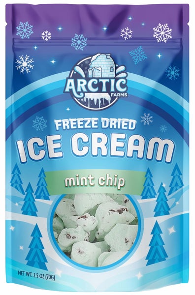12-PACK OF Candy, Freeze Dried Ice Cream - Mint Chip, Arctic Farms