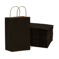 100-PACK OF Bag Paper 6x3x9 Inch 100 Count Black 100 GSM Extra Small Prime Line Packaging Kraft Paper Bags with Handles, Shopping Bags for Small Business, Restaurant, Retail, Delivery, in Bulk