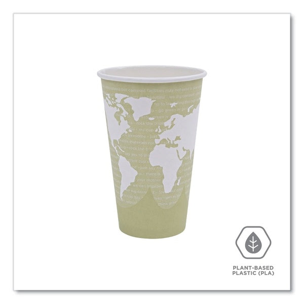 50-PACK OF Cup Paper Eco-Products 16 oz World Art Compostable Paper Hot Cups - Sustainable and Stylish Moss (50 Pack)