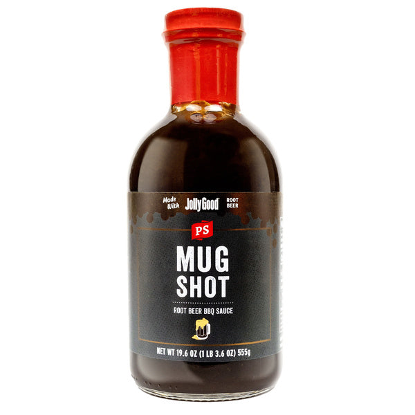 6-PACK OF Sauce, BBQ Mug Shot – Root Beer BBQ Sauce, PS Seasoning