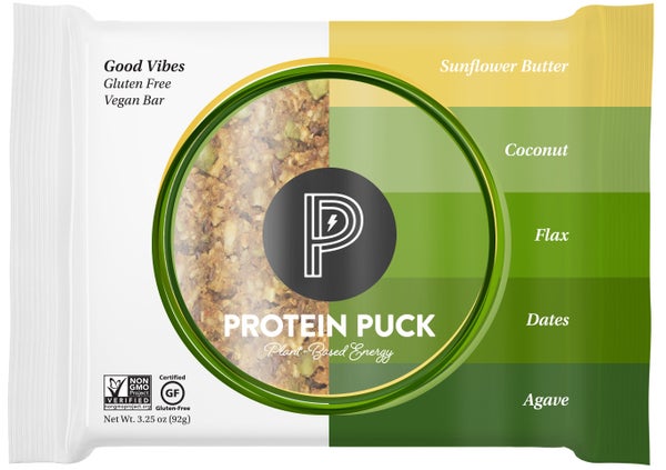16-PACK OF Energy Bar Sunflower Butter Coconut Good Vibes, Protein Puck