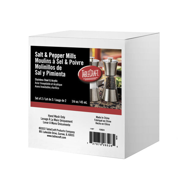 6 CT-PACK OF SHAKER MILL SALT&PPR SS/A SET