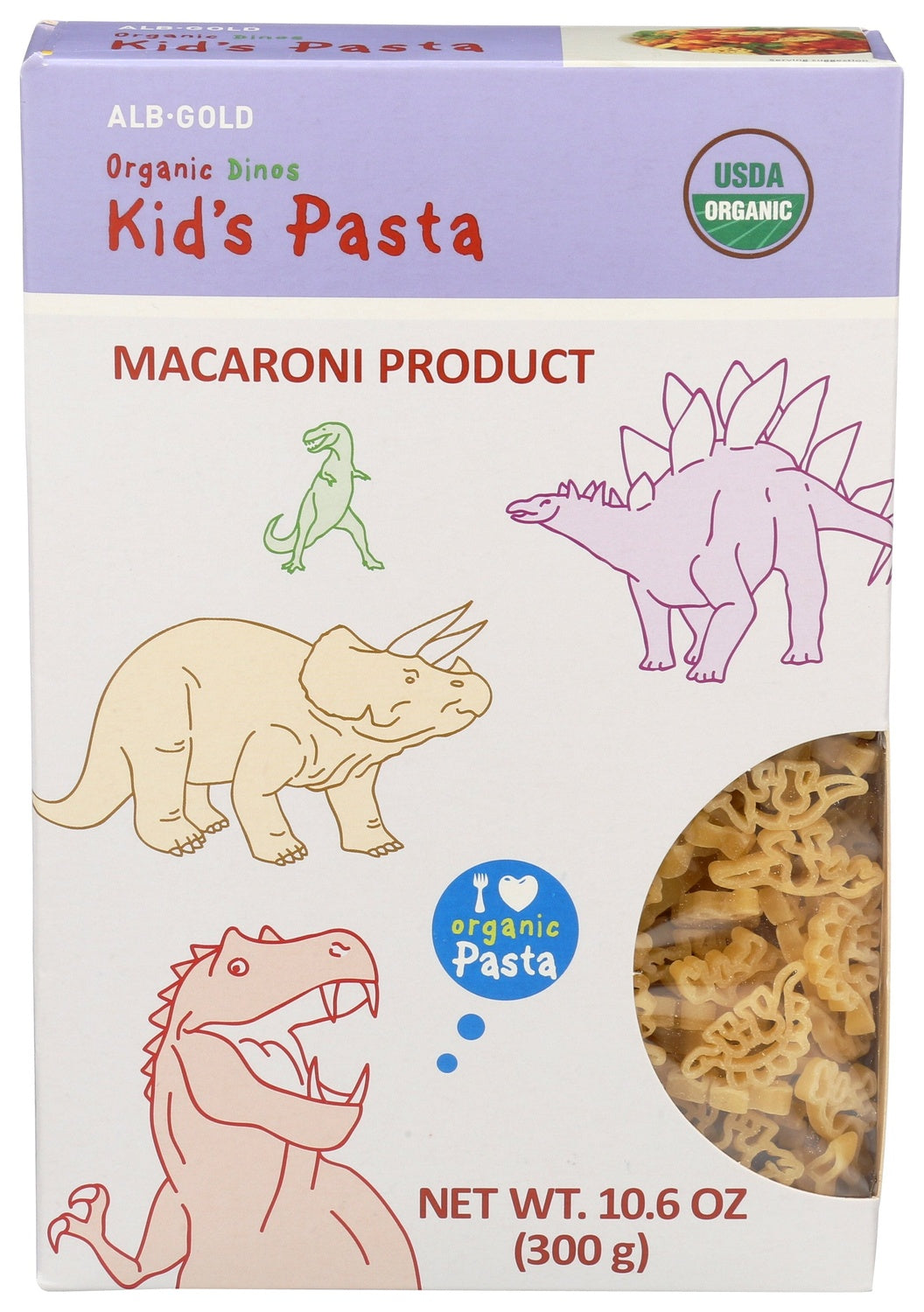12-PACK OF PASTA MACARONI ORGANIC DINOS
