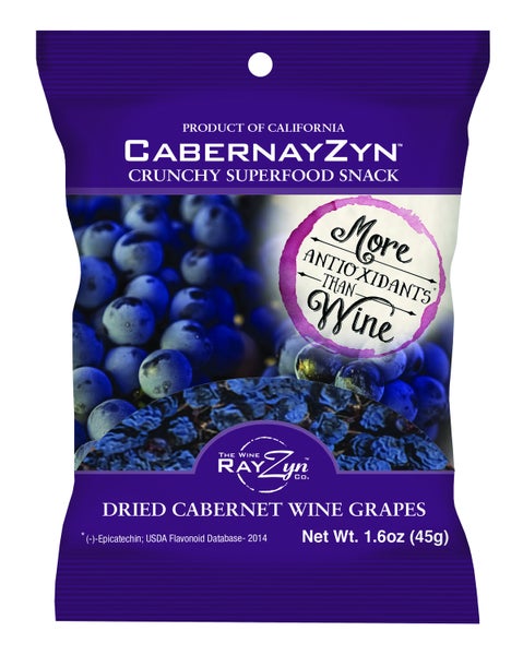 12-PACK OF Snack Raisin CabernayZyn Dried Cabernet Wine Grapes, Wine Rayzyn