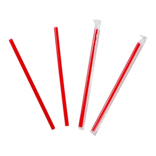 24-PACK OF Super Jumbo Poly Wrapped Red Straw 7.75" Amercare, 24 - 500 EA