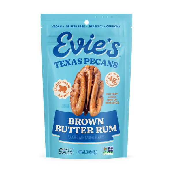 8-PACK OF Evie's Snacks Brown Butter Rum Roasted Pecans 8-Pack 3oz