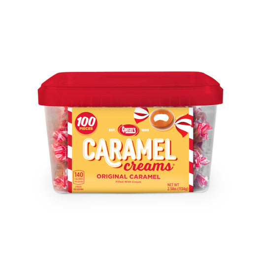6-PACK OF Caramel Creams Square Tub 100 Pieces Caramel Creams, 6 - 100 Cnt