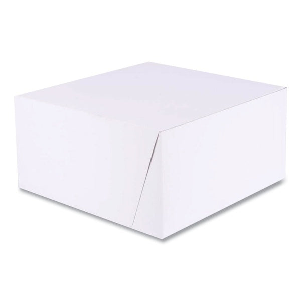 100-PACK OF Container Food SCT 1576 Standard One-Piece Bakery Boxes - 10 in. x 10 in. x 5 in. - White/Brown - Ideal for Cakes, Pastries, and Cupcakes (100 Boxes per Bundle)