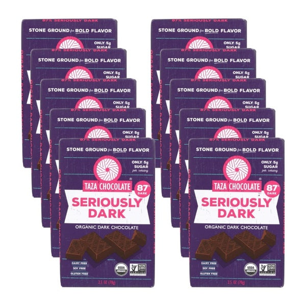 10-PACK OF Chocolate Bar Organic Dark Chocolate Seriously Dark Taza Chocolate 2.5 oz