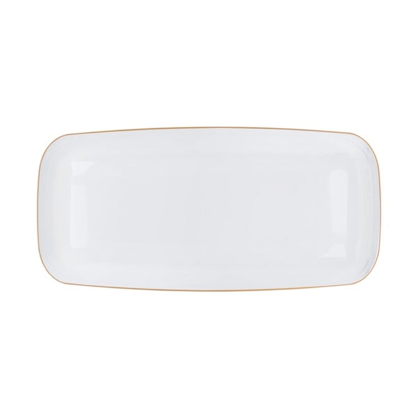 12-PACK OF Plate Plastic 10.6"x5" Gold Edge