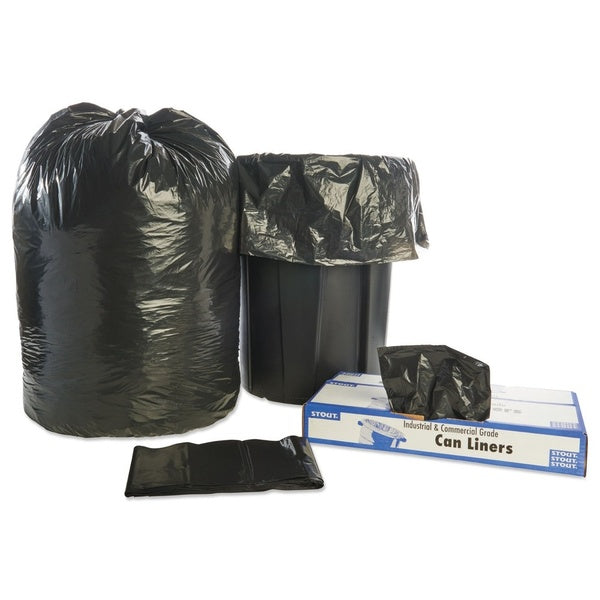 100-PACK OF Stout Envision T3860B15 38 x 60 Inch 1.5 Mil Recycled Plastic Trash Bags - Brown/Black (100 Count) for Home, Office, and Industrial Use