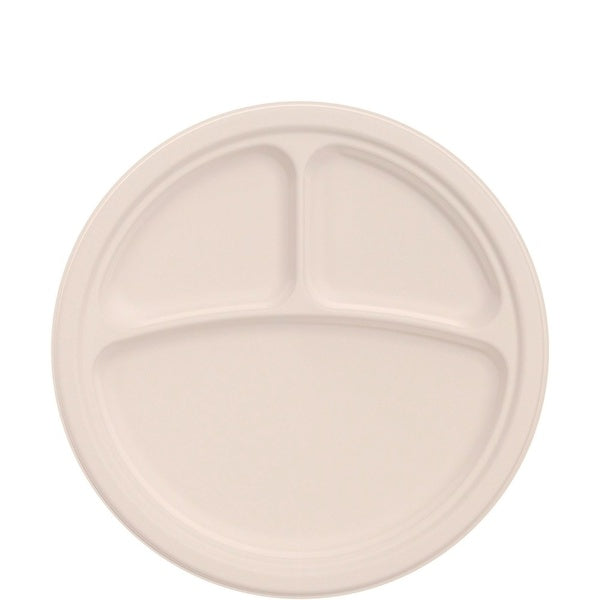 500-PACK OF Plate 3comp Dart 10FBRP3 10.2-Inch Diameter 3-Compartment ProPlanet Seal Compostable Fiber Dinnerware Plate - Eco-Friendly and Durable (500 Plates per Carton)