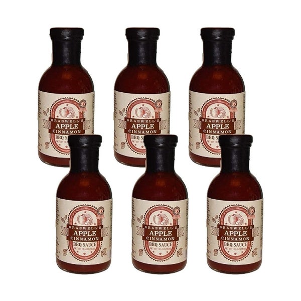 6-PACK OF Sauce Bbq Apple Cinnamon Braswell 13.5 oz