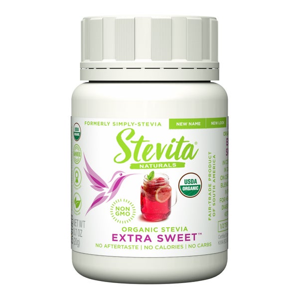 6-PACK OF Sugar Substitute, Stevita Extra Sweet Organic Pure Stevia Jar, Stevita Naturals