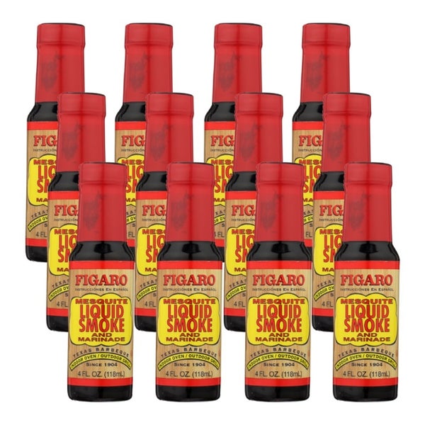 12-PACK OF Seasoning Marinade Liquid Smoke Mesquite Figaro 4 oz
