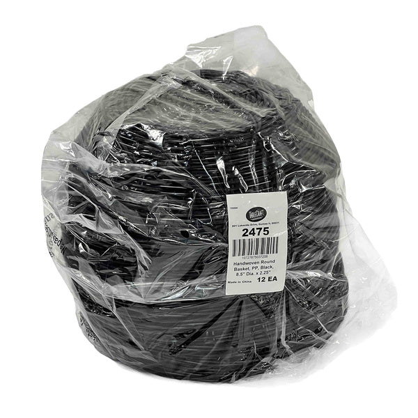 8X2-PACK OF BASKET ROUND PLAS WICKER BLK