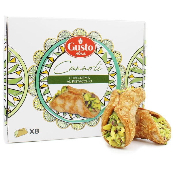 8-PACK OF Gusto Etna, Sicilian 8 pcs Cannoli filled with Pistachio Cream Gift Box