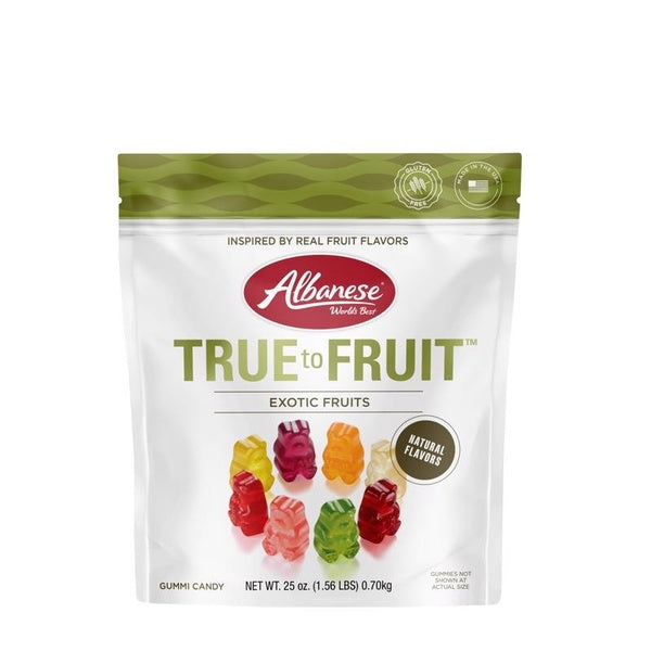 4-PACK OF CANDY GUMMY ALBANESE TRUE TO FRUIT-EXOTIC FRUITS ASSORTED GUMMI BEARS