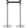 2-PACK OF Belt Safety Karat 38" Silver Guidance Stanchion with 78" Black Retractable Belt - Set of 2