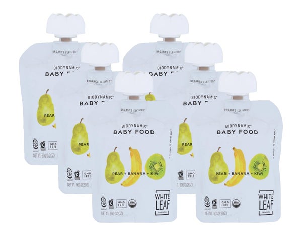 6-PACK OF Puree Pear Organic Banana And Kiwi White Leaf Provisions 90 gm