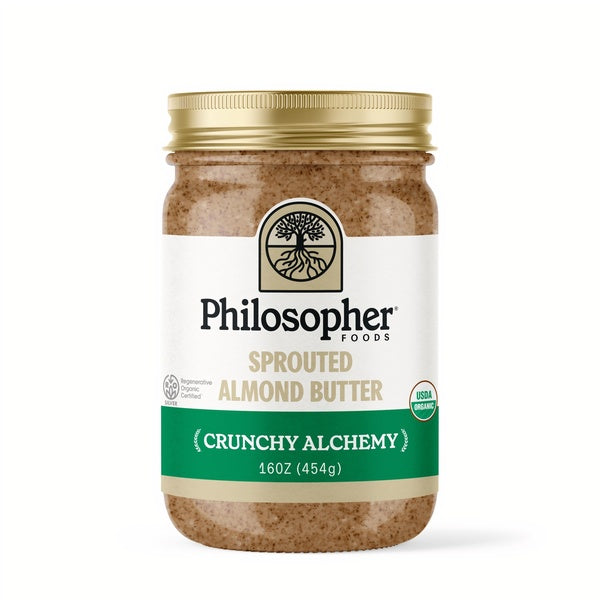 12-PACK OF Almond Butter Sprouted Crunchy Alchemy 16oz, Philosopher Foods