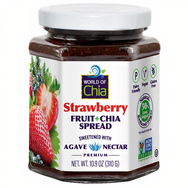 6-PACK OF Fruit Spread Strawberry Chia Premium Set of 3, Space Enterprises (World of Chia)