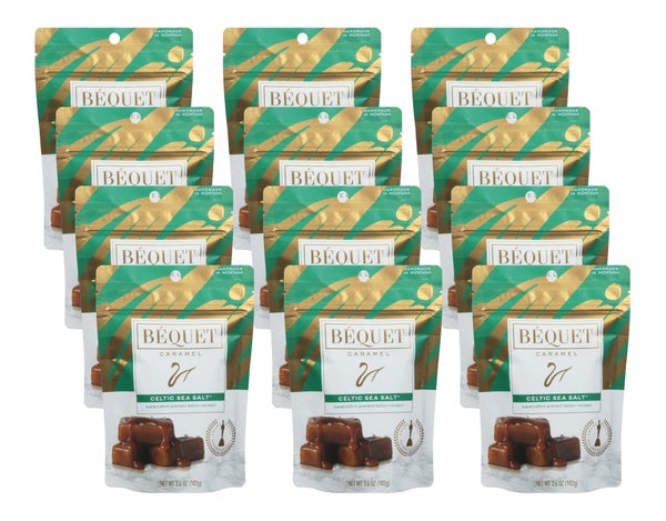 12-PACK OF Candy Caramel Sea Salt Bequet 3.6 oz