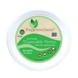 20-PACK OF PLATE PAPER BIOGREENCHOICE PFAS-FREE COMPOSTABLE FIBER MOLDED PLATE 10"