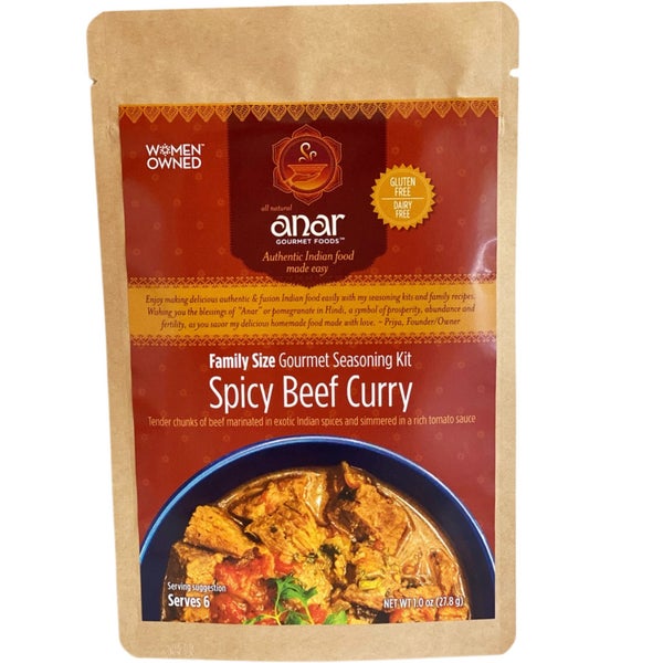 6-PACK OF Seasoning Spicy Beef Curry Gourmet Seasoning Kit Family Size, Anar Gourmet Foods