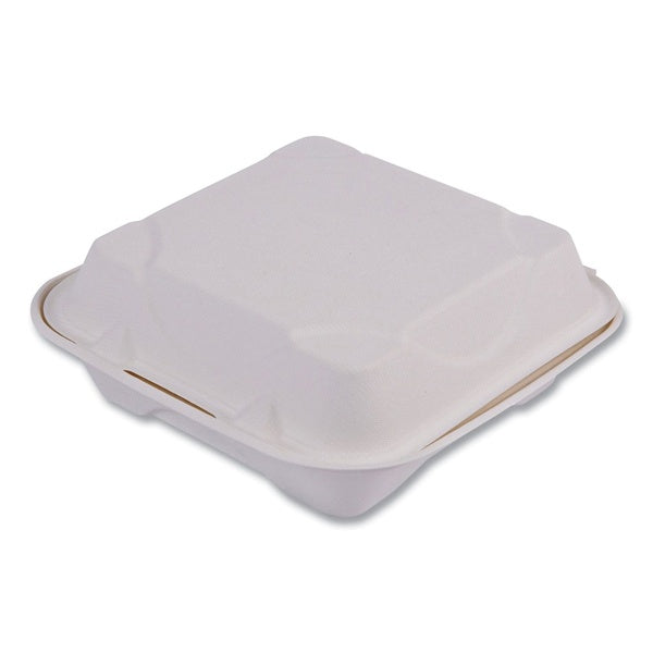 200-PACK OF Container Cmpstbl Eco-Products Vanguard Compostable Sugarcane Clamshells - 8x8x3 Inches - 200 Count - Eco-Friendly Food Containers