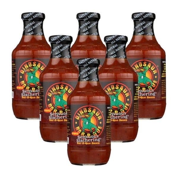 6-PACK OF Sauce Bbq Sensuous Slathering Dinosaur Barbque 19 oz