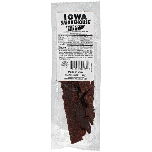 12-PACK OF Beef Jerky Sweet Kickin' 5 oz, Iowa Smokehouse