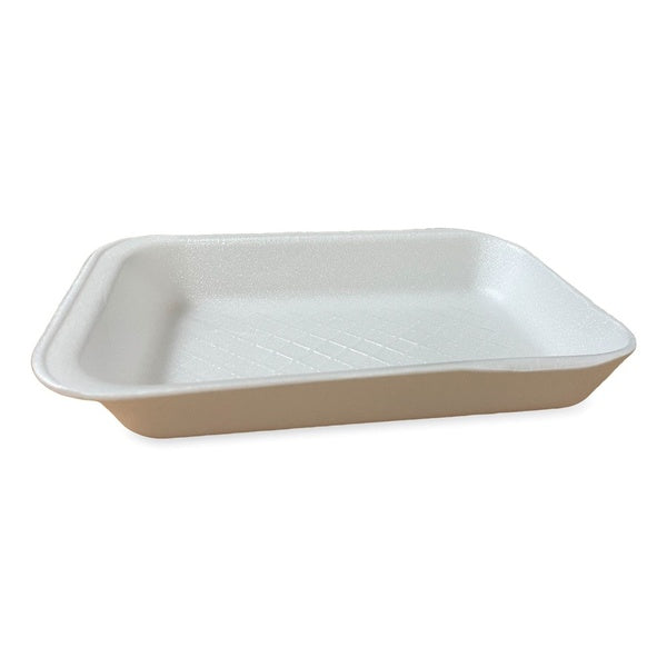 500-PACK OF Tray Foam GEN 2D Foam Meat Trays - 8.56 x 6.1 x 1.2 inches - White - Bulk Pack of 500 for Efficient Food Packaging