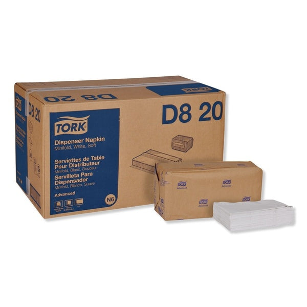 6000-PACK OF Tork D820 Advanced Soft Minifold Dispenser Napkins - 1-Ply, 13 x 12 Inches, White - 6000 Count Carton for Enhanced Absorbency