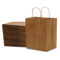 50-PACK OF Bag Paper 10x6.75x12 Inch 50 Count Brown 120 GSM Medium Takeout Style Prime Line Packaging Kraft Paper Bags with Handles, Shopping Bags for Small Business, Restaurant, Retail, Delivery, in Bulk