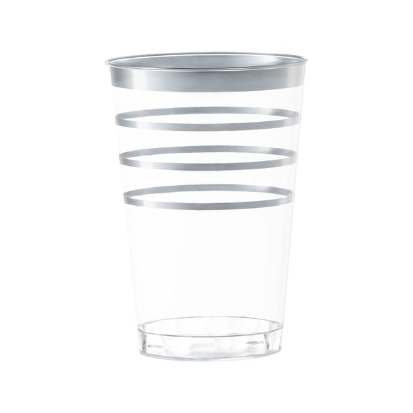 12-PACK OF Tumbler Plastic 12 oz Silver Stripe